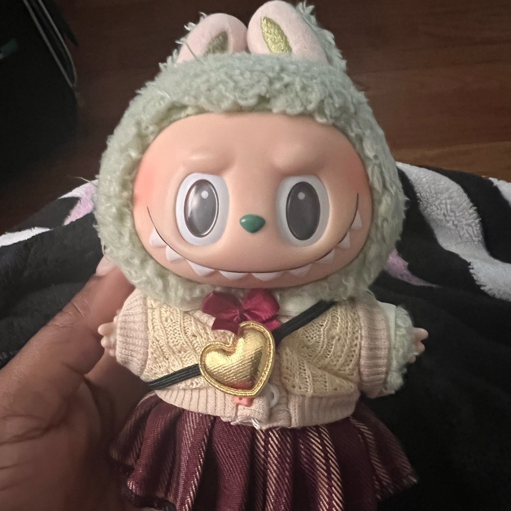Green Labubu with outfit